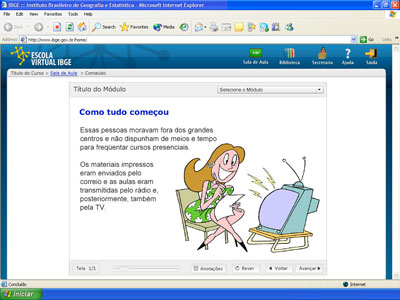 Interface gráfica da Escola Virtual