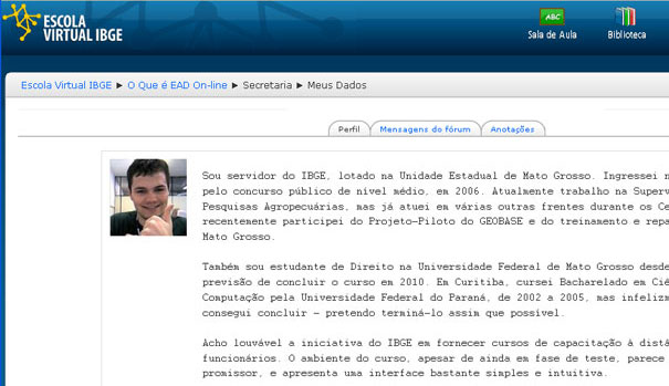 Tela da Escola Virtual IBGE